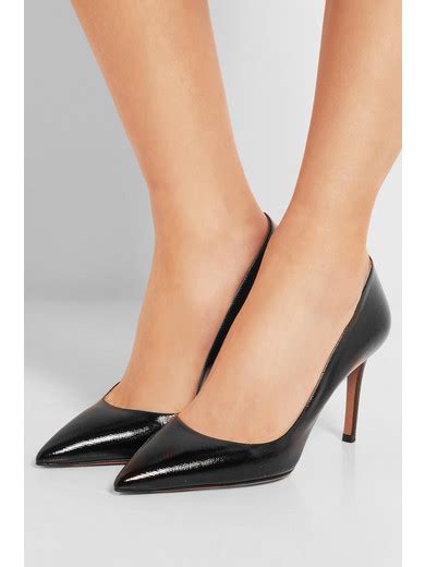 prada glossed textured-leather pumps saks|Prada Leather Shoes .